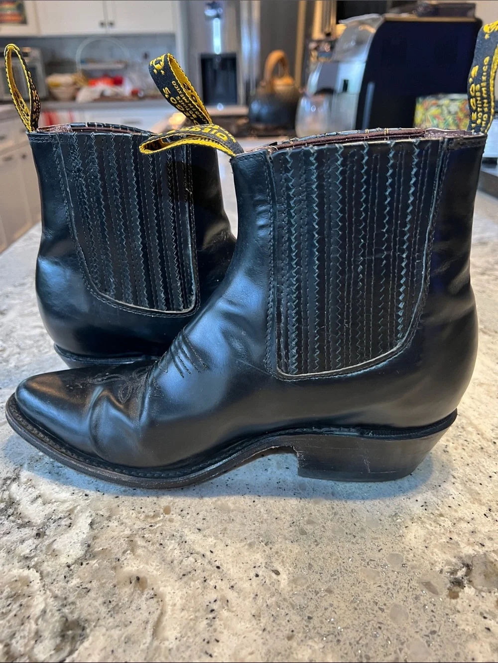 El General Black Leather Botin Vaquero Cowboy Boots Women's 7.5